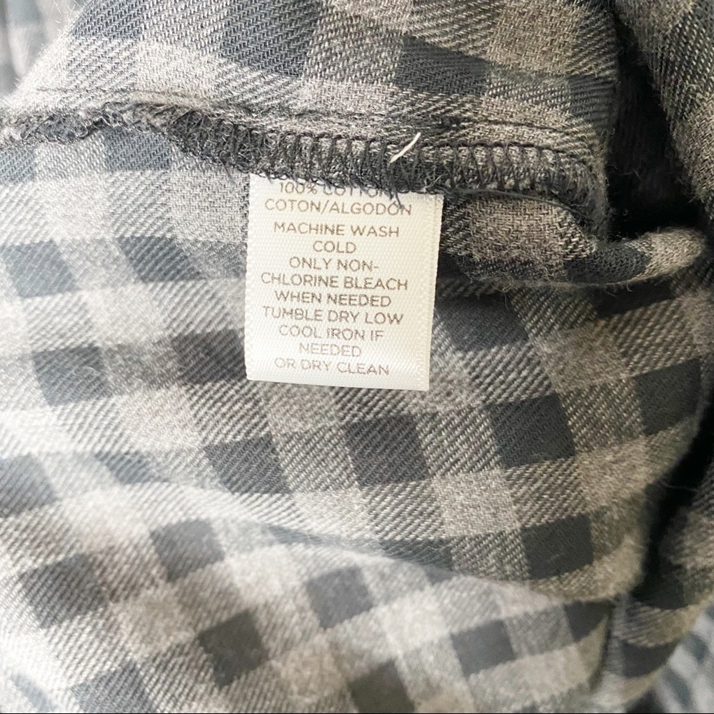 LOFT Knit Gingham Long Sleeve Top Gray M - Picture 4 of 4